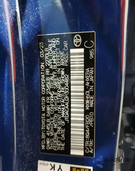 2023 Toyota Prius Le from USA, damaged, VIN JTDACAAU2P3004482